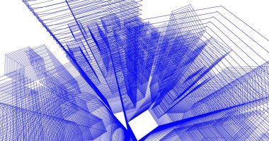 Arkaplanda mimari bina 3d illüstrasyon