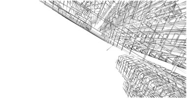 Mimari sanat konseptinde soyut çizgiler, minimum geometrik şekiller. 