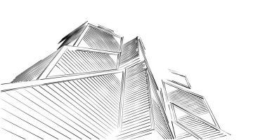 eskiz sanatı, geometrik mimari binalar tasarımı