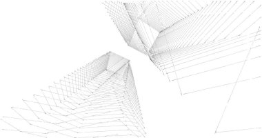 Mimari sanat konseptinde soyut çizgiler, minimum geometrik şekiller. 