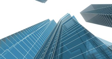 Arkaplanda mimari bina 3d illüstrasyon