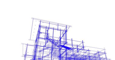 Arkaplanda mimari bina 3d illüstrasyon