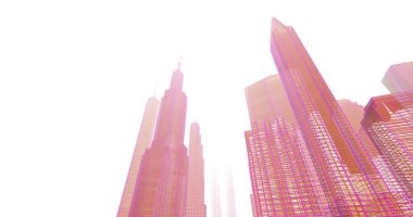 Arkaplanda mimari bina 3d illüstrasyon