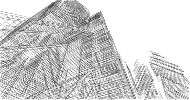 Mimari sanat konseptinde soyut çizgiler, minimum geometrik şekiller. 