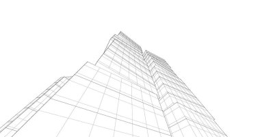 Arkaplanda mimari bina 3d illüstrasyon