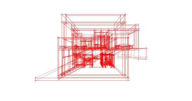 Arkaplanda mimari bina 3d illüstrasyon