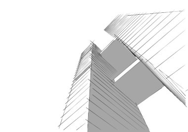 Mimari sanat konseptinde soyut çizgiler, minimum geometrik şekiller. 