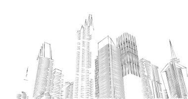 Arkaplanda mimari bina 3d illüstrasyon