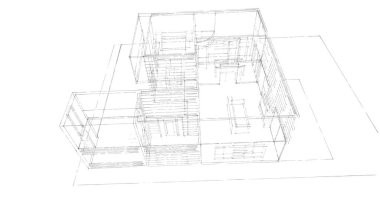 3d mimari duvar kağıdı tasarımı, dijital bina çizimi 
