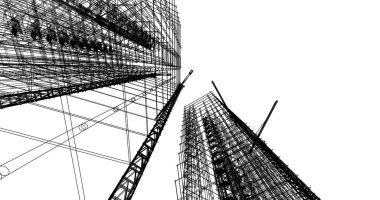 Mimari sanat konseptinde soyut çizgiler, minimum geometrik şekiller. 