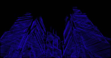 Arkaplanda mimari bina 3d illüstrasyon