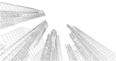 Arkaplanda mimari bina 3d illüstrasyon