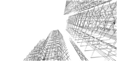 Mimari sanat konseptinde soyut çizgiler, minimum geometrik şekiller. 