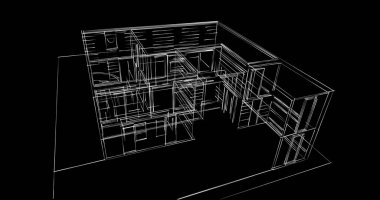 Arkaplanda mimari bina 3d illüstrasyon