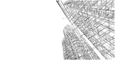 Mimari sanat konseptinde soyut çizgiler, minimum geometrik şekiller. 