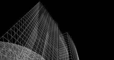 Mimari sanat konseptinde soyut çizgiler, minimum geometrik şekiller. 