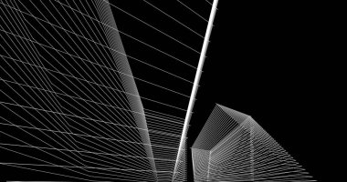 Mimari sanat konseptinde soyut çizgiler, minimum geometrik şekiller. 