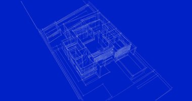 Arkaplanda mimari bina 3d illüstrasyon