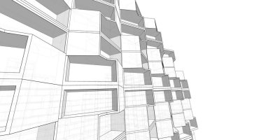 Mimari sanat konseptinde soyut çizgiler, minimum geometrik şekiller. 
