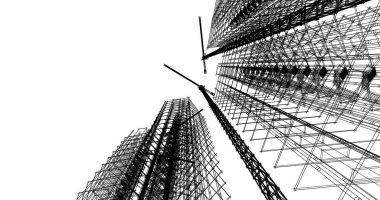 Mimari sanat konseptinde soyut çizgiler, minimum geometrik şekiller. 