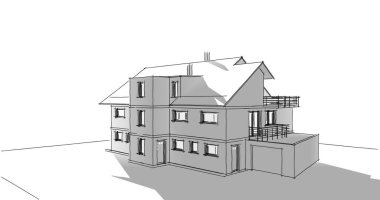 Mimari sanat konseptinde soyut çizgiler, minimum geometrik şekiller. 