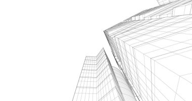 Arkaplanda mimari bina 3d illüstrasyon