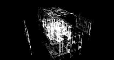 Mimari sanat konseptinde soyut çizgiler, minimum geometrik şekiller. 