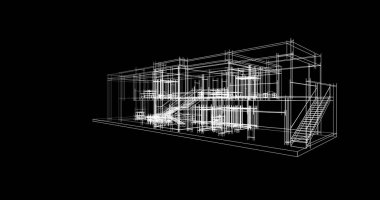 Arkaplanda mimari bina 3d illüstrasyon