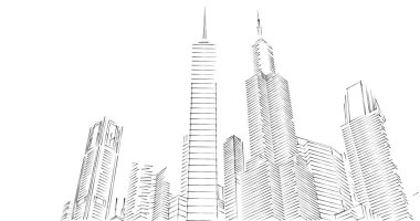 Arkaplanda mimari bina 3d illüstrasyon