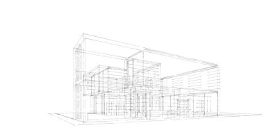 Arkaplanda mimari bina 3d illüstrasyon