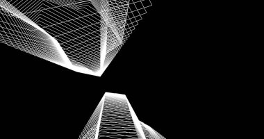 Mimari sanat konseptinde soyut çizgiler, minimum geometrik şekiller. 