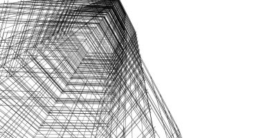 Arkaplanda mimari bina 3d illüstrasyon