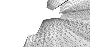 Arkaplanda mimari bina 3d illüstrasyon