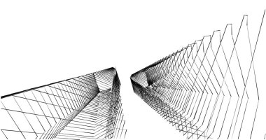 Mimari sanat konseptinde soyut çizgiler, minimum geometrik şekiller. 