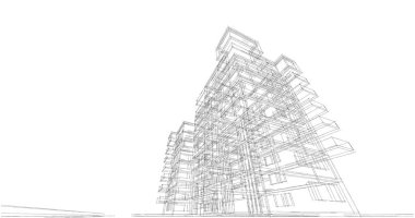 Mimari sanat konseptinde soyut çizgiler, minimum geometrik şekiller. 