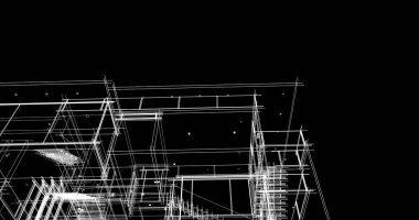 Arkaplanda mimari bina 3d illüstrasyon