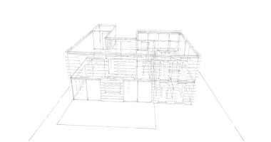 3d mimari duvar kağıdı tasarımı, dijital bina çizimi 