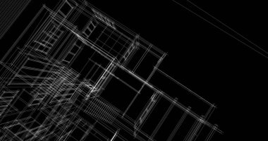 Arkaplanda mimari bina 3d illüstrasyon