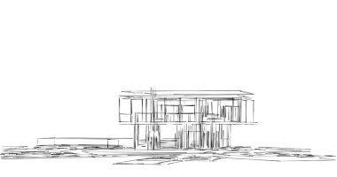 Mimari sanat konseptinde soyut çizgiler, minimum geometrik şekiller. 