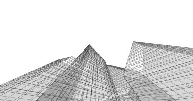 Arkaplanda mimari bina 3d illüstrasyon