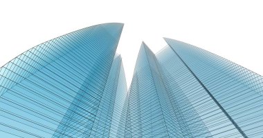 Arkaplanda mimari bina 3d illüstrasyon