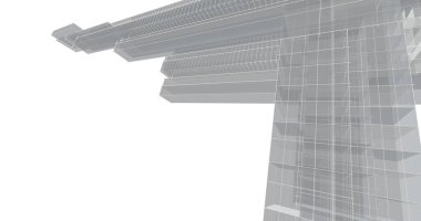 Arkaplanda mimari bina 3d illüstrasyon