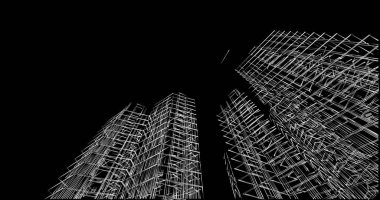 Mimari sanat konseptinde soyut çizgiler, minimum geometrik şekiller. 