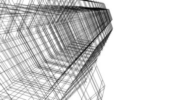 Arkaplanda mimari bina 3d illüstrasyon