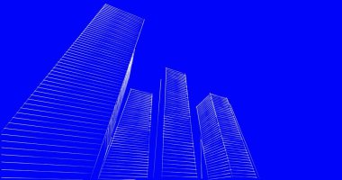 Arkaplanda mimari bina 3d illüstrasyon