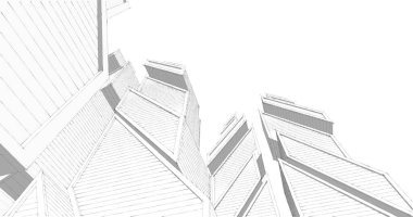 Mimari sanat konseptinde soyut çizgiler, minimum geometrik şekiller. 