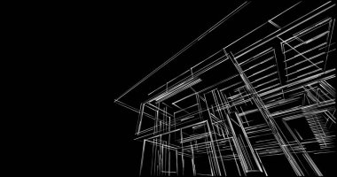 Arkaplanda mimari bina 3d illüstrasyon