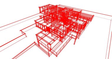 Arkaplanda mimari bina 3d illüstrasyon