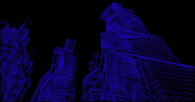 Arkaplanda mimari bina 3d illüstrasyon