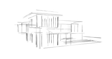 Mimari sanat konseptinde soyut çizgiler, minimum geometrik şekiller. 